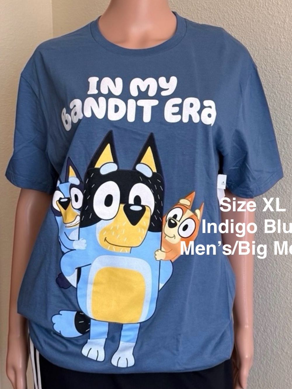 Bluey, Men's & Big Men's Graphic Tee, Bandit Era, XL
